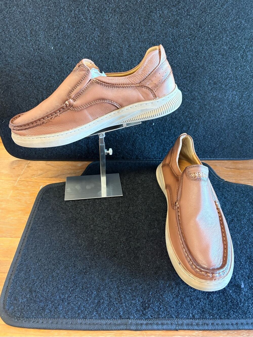 Men’s Brown Leather Slip-On Loafers Casual Comfort Shoes Size 12.5